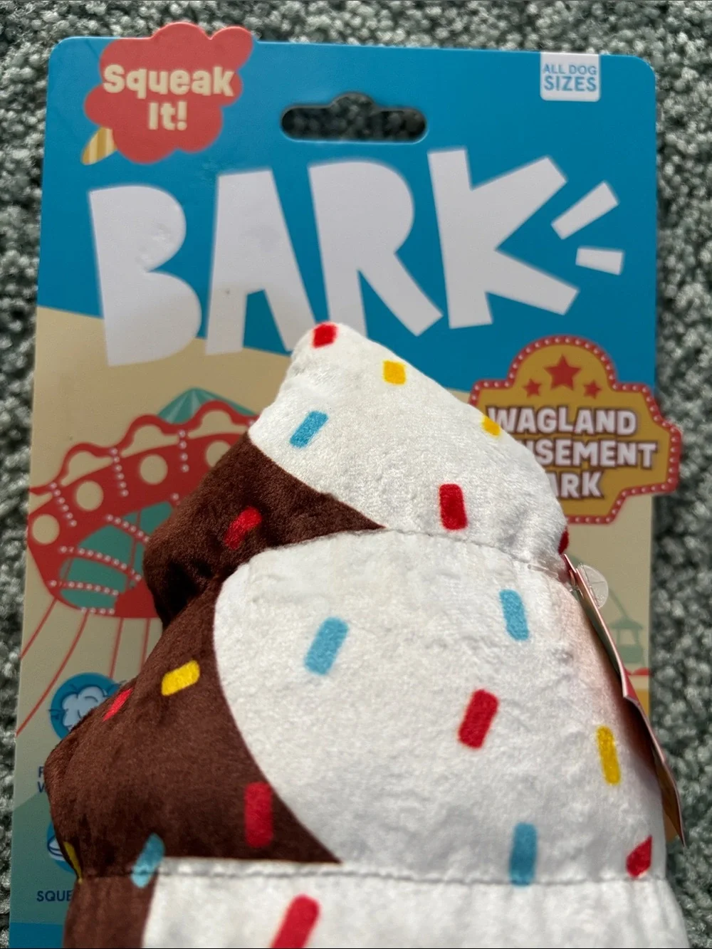 NWT BARK Wagland Amusement Ice Cream Carn Dog Toy Plush Squeaky